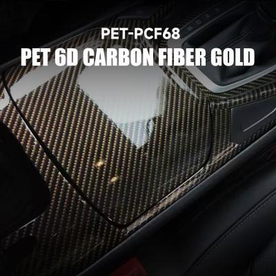 China PET-PCF68 PET 6D-Kohlenstofffaser Farbschutzfolie Goldfaser Autovinylfolie zu verkaufen