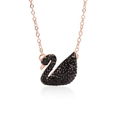 China High Quality Original Vintage Fashion S-SWAROVVOSKIIIIIII Brand Necklace For Lady Birthday Gift Crystal Zircon Black Swan Necklace for sale