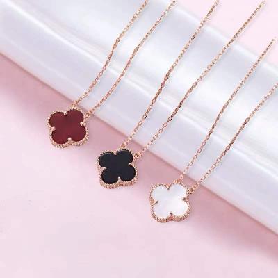 China S925 Sterling Silver VCA Lucky Four-Leaf Pearl Shell Clover Elegant Agate Flower Craft Necklace from Europe and America for sale