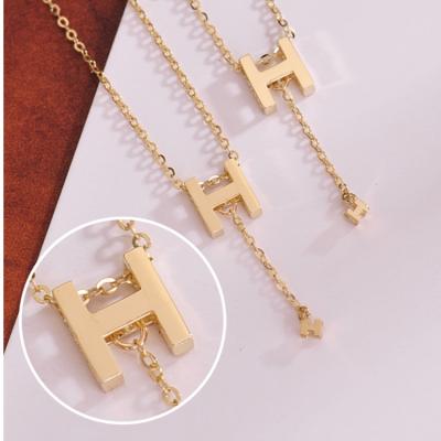 China Fashion Gold Plated Charm Tassel Necklace Jewelry H Letter Necklace Pendant Link Chain Gold Filled Necklace for sale