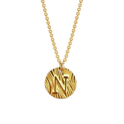 China Fashion China Factory Direct Sale A-Z 26 Alphabet Coin Letter Necklace 18K Gold Gold Letter Pendant Necklace for sale