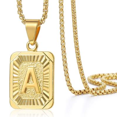 China Jewelry Uppercase A-Z Pendant Necklace Hiphop Gold Initial Letter Alphabet Silvery Yellow Gold Plated Stainless Steel Necklace for sale