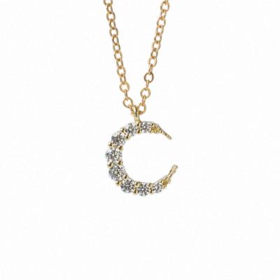 China Fashion Fashion Necklace Diamond Moon Gold Crystal Zircon Stone Pendant For Women Moon Necklace for sale