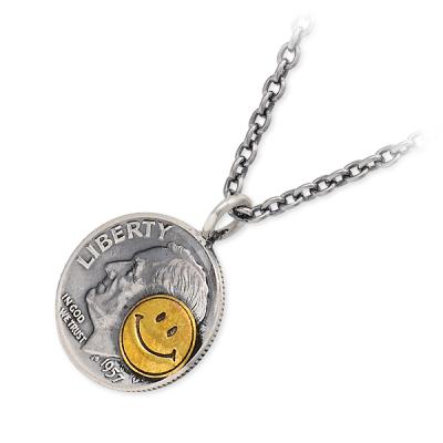 China Japan Smiley Face Necklace Women Men Portrait Charm Necklace Silver Coin Necklace New Fashion Design for sale