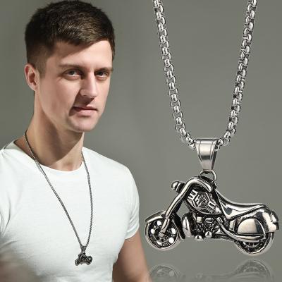 China Necklace male tide fashion hip-hop violence restoring antique motorcycle ways shine lovers with titanium steel pendant jewelry for sale