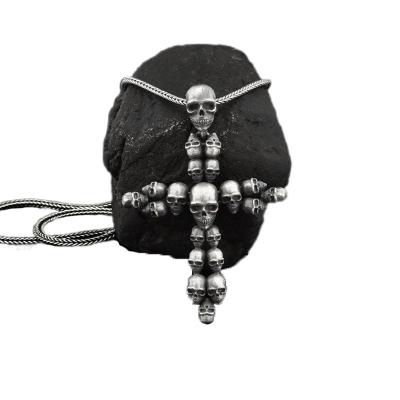 China Wholesale Fashion Skull Cross Pendant Gothic Jewelry European and American Men's Necklace Stainless Steel Accessories Punk Punk for sale