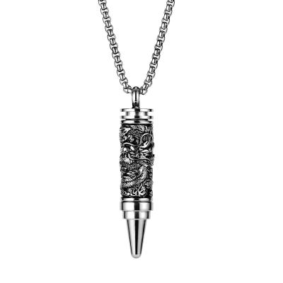 China Bullet Hip Hop Men's Titanium Steel Bullet Necklace For Men Personalized Street Style Retro Stainless Steel Mens Chain Necklace for sale