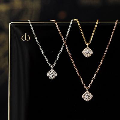 China Fashion Square Tetragonum Diamond Wedding Necklace Raw Crystal Pendant Engagement Necklace for sale