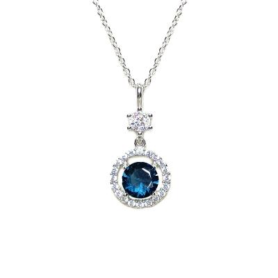 China Wholesale Fashion Birthstone Necklace Cavity Egg Blue Zircon Pendant Crystal Points Necklace for sale