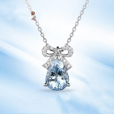 China Fashion Big Pendant Necklace Blue Sapphire Crystal Butterfly Necklaces Crystal And Silver Butterfly Cz Necklace for sale