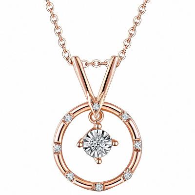 China Fashion Diana Jewelery Fashionable Pendant Necklace, Round Circle 18K Rose Gold Zircon Cz Necklace Jewelry for Women for sale