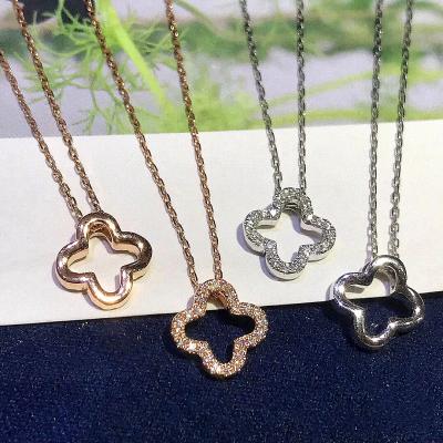 China Simple Fashion Classic Necklace Jewelry Designer Accessory Pendants Zircon Four Leaf Clover Necklace for sale