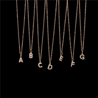 China Europe and America Zircon Stainless Steel Charms Initial Necklace For Women Jewelry Pendant Gift For Birthday Day Letter Necklace A-Z for sale