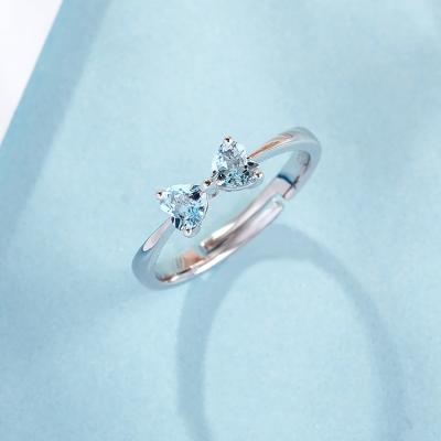 China Wholesale CLASSIC No MOQ Women's Best Friend Ring Blue Crystal Butterfly Ring Open Natural Zircon Stone Ring for sale