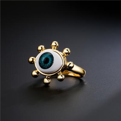 China Jewelry Ring Women Men Open Circle Evileye Ring Gold Plated CLASSIC Zirconia Ring Evil Eye Factory Sale for sale