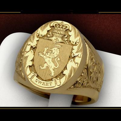 China CLASSIC Ring Badge Seal Lion Head Ring Lion Head Men Engrave 18K Gold Thin Layer Hip Hop Rock Style Crown for sale