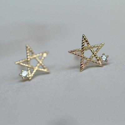 China Luxury Vintage Brand Cavity Earrings One Crystal Star Stud Earringsdiamond Ear Studs Gift For Girl Fancy Earing for sale