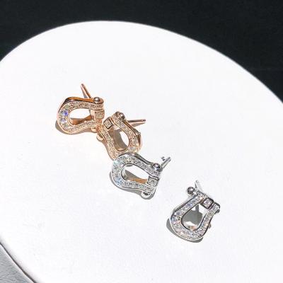 China Vintage Stud-sparkling Horseshoe Earring Piercing Diamond Crystal Stylish Gold Earrings 2021 fashion earrings for sale