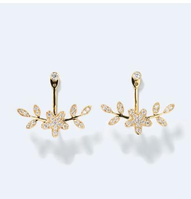 China 2021 Vintage Earrings Leaf Tree Life Designer Earring With Crystal Fancy Small 24K Gold Women's Earrings for sale