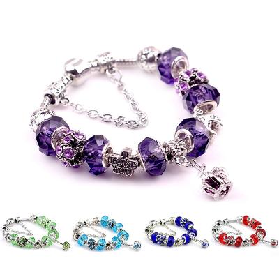 China Fashion DIY Crystal Vintage Jewelry Snake Bone Bracelet Chain Silver Plated Beaded Bracelet Bangle for sale