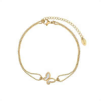 China FASHIONABLE 18K Gold Plated Simple Cute Butterfly Jewelry Anklet Charm Foot Chain Stainless Steel Titanium Anklet for sale