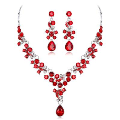 China Fashion CLASSIC Crystal Earrings And Necklace Set High End For Women Bridal Two Piece Jewelry Set Necklace Set for sale