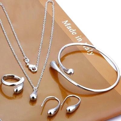 China CLASSIC Cheap Jewelry Set Thin Gold Ring Necklace And Bracelet Set Minimalist 4 Pcs Earring Necklace And Earrings Jewelry Set for sale