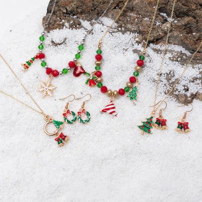 China Fashion Christmas Necklace And Earring Set Tree Pendants For Necklace Trendy Money For Women Men Christmas Gift for sale