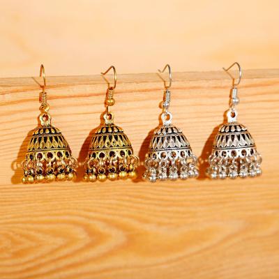 China Vintage New Design Style National Jewelry Jhumka Earrings Gold Silver Plated Traditional Jhumka Earrings Bohemian Earrings for sale