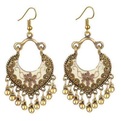 China Fashion Trendy Wholesale Vintage Style Boho Bohemoan National Earring With Tassel African Indian Earring for sale