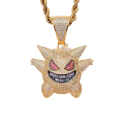 China Fashion hip hop trend elf full necklace long necklaces factory anime pendant wholesale diamond for sale