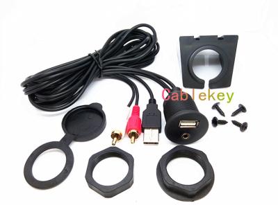 China 2m Car Dashboard Flush Mount USB and 2RCA Extension Car Radio cable for sale