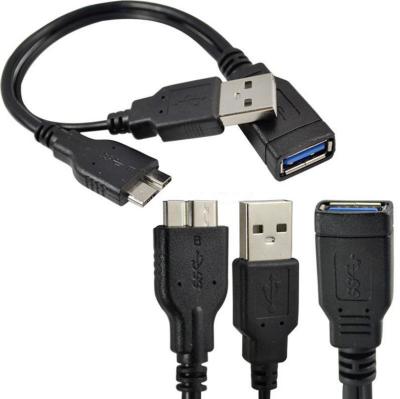 China USB 3.0 A Female to Micro B male OTG Cable with A male power splitter cable for sale