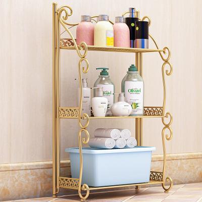 China Bathroom Minimalist Floor Shelf Home Art Iron Shelf Multi-Layer Kitchen Storage Racks And Holders for sale