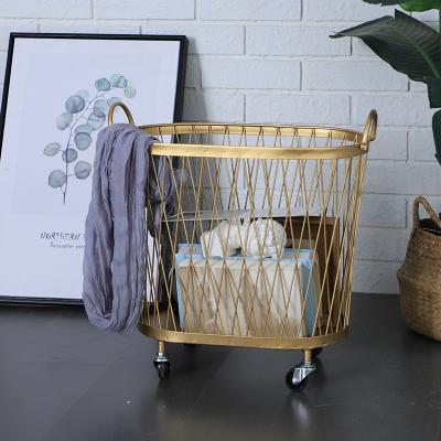 China Sustainable Laundry Basket Light Storage Basket Light Bathroom Wrought Iron Luxury Household Other Storage Basket for sale