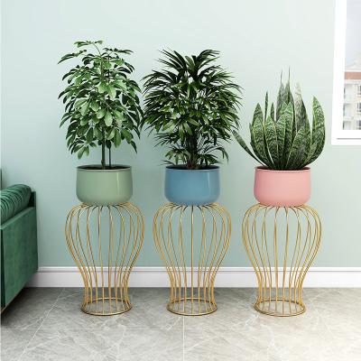 China Nordic simple decorative floor-to-ceiling flower pot rack living room rack corrosion resistance flower plant stand for sale