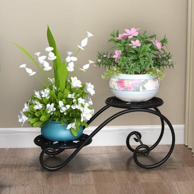 China Corrosion Resistance Mini Double Floor Metal Flower Single Stand Succulent Plant Decorative Flower Rack for sale