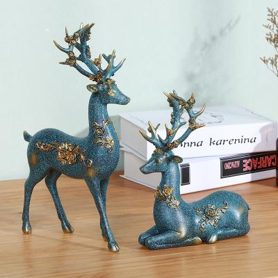 China Sika handmade lucky deer creative simple home decoration ornaments American resin crafts gifts for sale