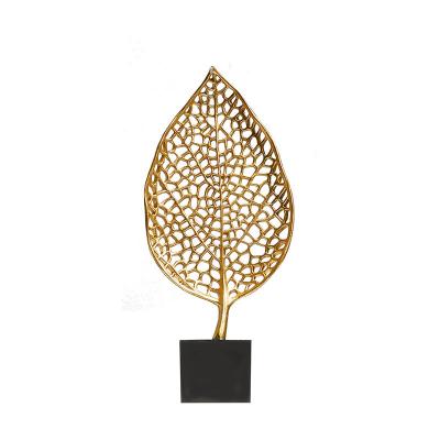 China Creative European-style light luxury gold bar bookcase desktop decoration leaf simulation resin style decoration for sale