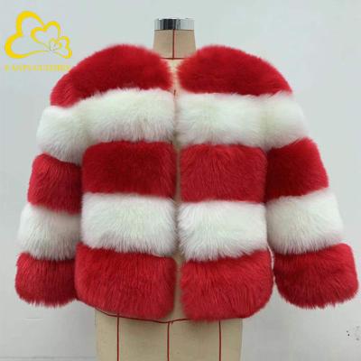 China Colorful Warm Breathable Thick Rainbow Fox Fur Jacket Coat For Women for sale