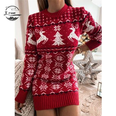 China Viable Dress Women Sweater Autumn Winter Casual Turtle Mid Length Neck Knit Sweaters Pullovers Female Christmas Party Dress for sale