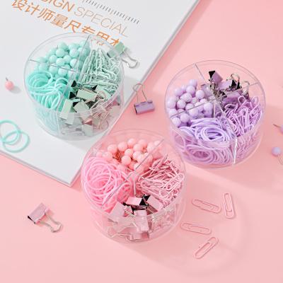 China LANTIAN hot selling factory wholesale school home office paper clip set colorful plastic paper clip stationery PS box for sale