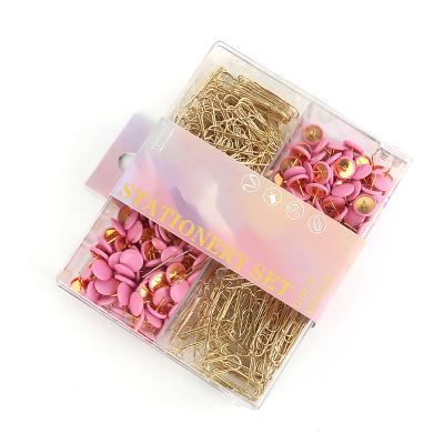 China Pink and gol hot selling colorful square squares box 3cm picosecond pushpins paperclips LANTIAN factory wholesale school home office four for sale