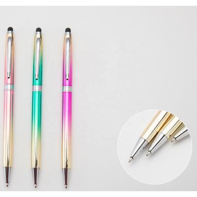 China office & School Pen Metallic Rainbow Gradient Pen Office Stationery School Supplies Writing Capacity Diamond Screen Ballpoint Pen for sale