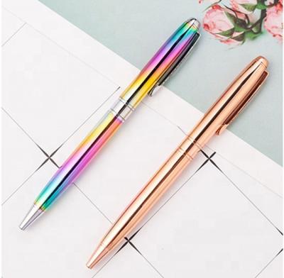 China Trendy Colorful Rainbow Rose Gold Metal Roller Ball Pen Sign Pens School Office Writing Supply for sale