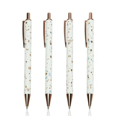 China Gifts For Women Kailong Novelty Leather Cover Tip Pen Fashion Promotional Gift Metal Glitter Pen for sale