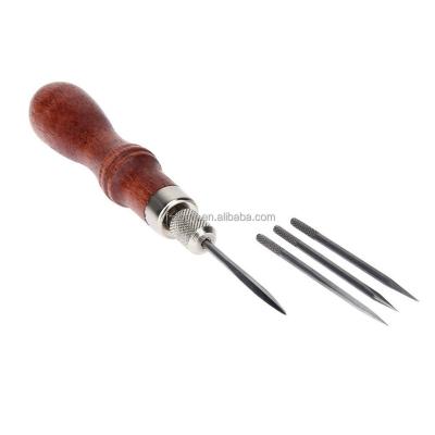 China Easy To Use 4-in-1 Awl Set For Leather 2 FID Scratch Awl Hardwood Stitching Lacing Handle for sale