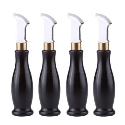 China Easy to Handle Stainless Steel Leather Edge Creasing Tool with Ebony Wood Handle for Scoring Creaser Decoration for sale