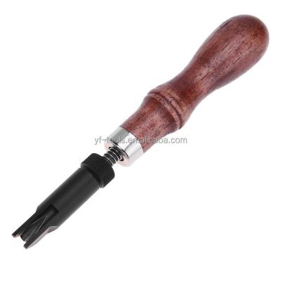 China DIY Hand Tool Leather Craft Tool Wood Handle Durable V Type Thrust Grooving Device Adjustable Handle Notcher Craft Gouge Tools for sale