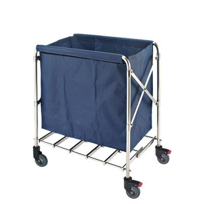 China X-shape Canvas Metal Folding Folding Laundry Trolley Collapsible Laundry Cart for sale